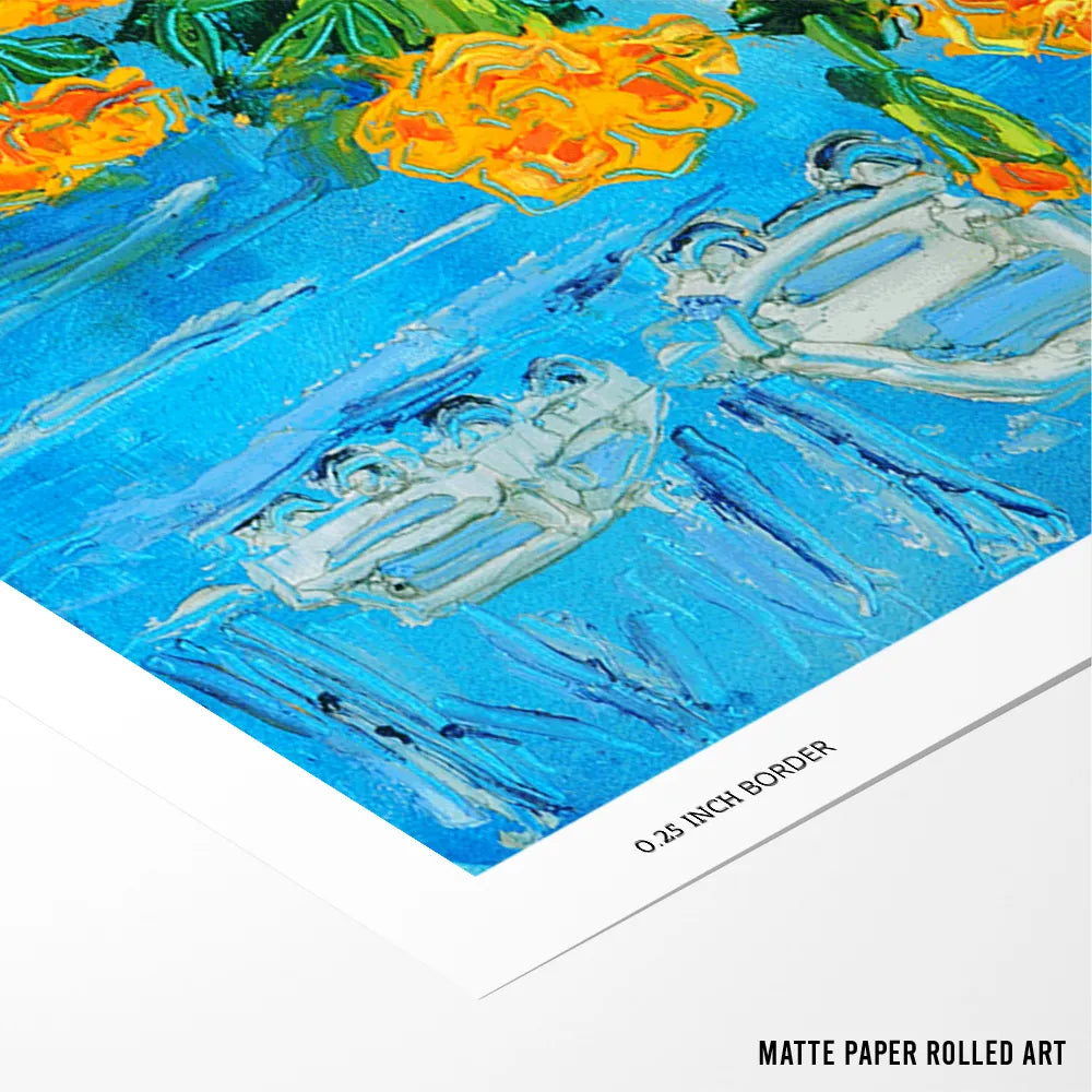 Marigolds and City Street Floral Wall Art - XS / Matte Paper / Rolled Art - Nook At You