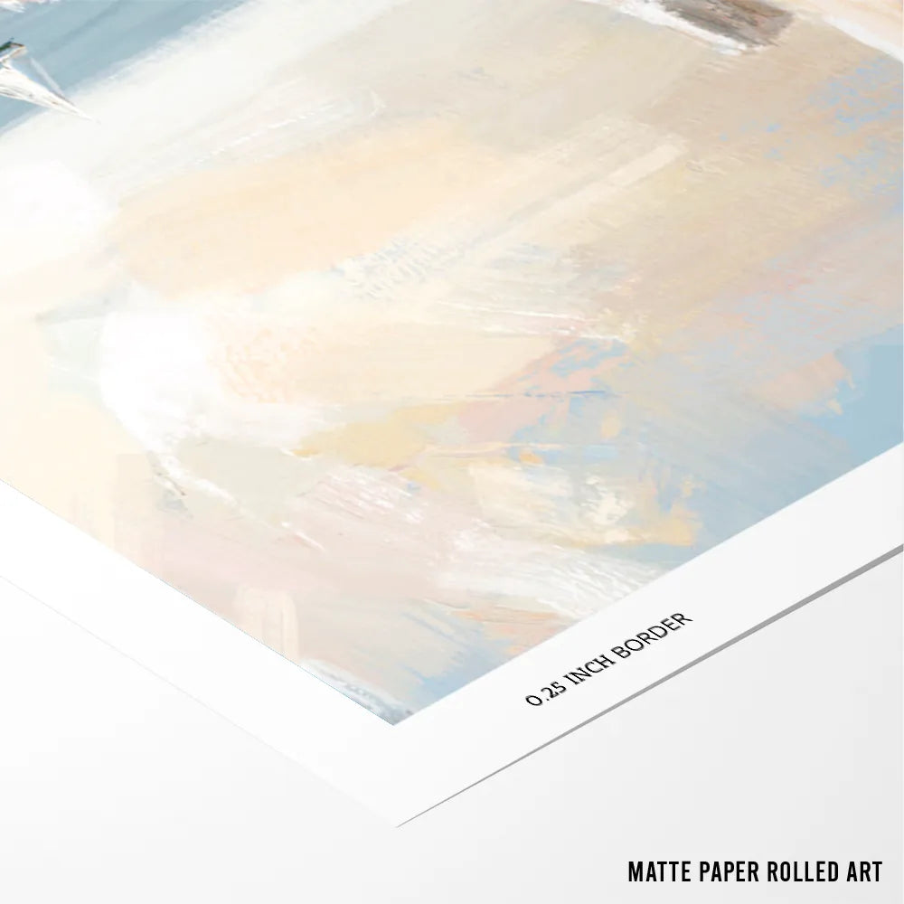 Peaceful Coastal Sailboats Landscape Painting - XS / Matte Paper / Rolled Art - Nook At You
