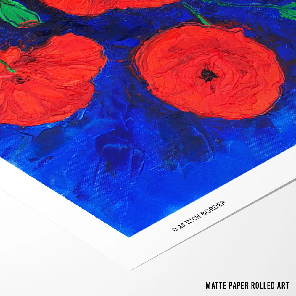 Vibrant Red Poppies Botanical Wall Art For Living Room - XS / Matte Paper / Rolled Art - Nook At You
