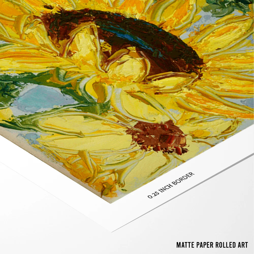 Bright Yellow Sunflowers Floral Wall Art For Living Room - XS / Matte Paper / Rolled Art - Nook At You
