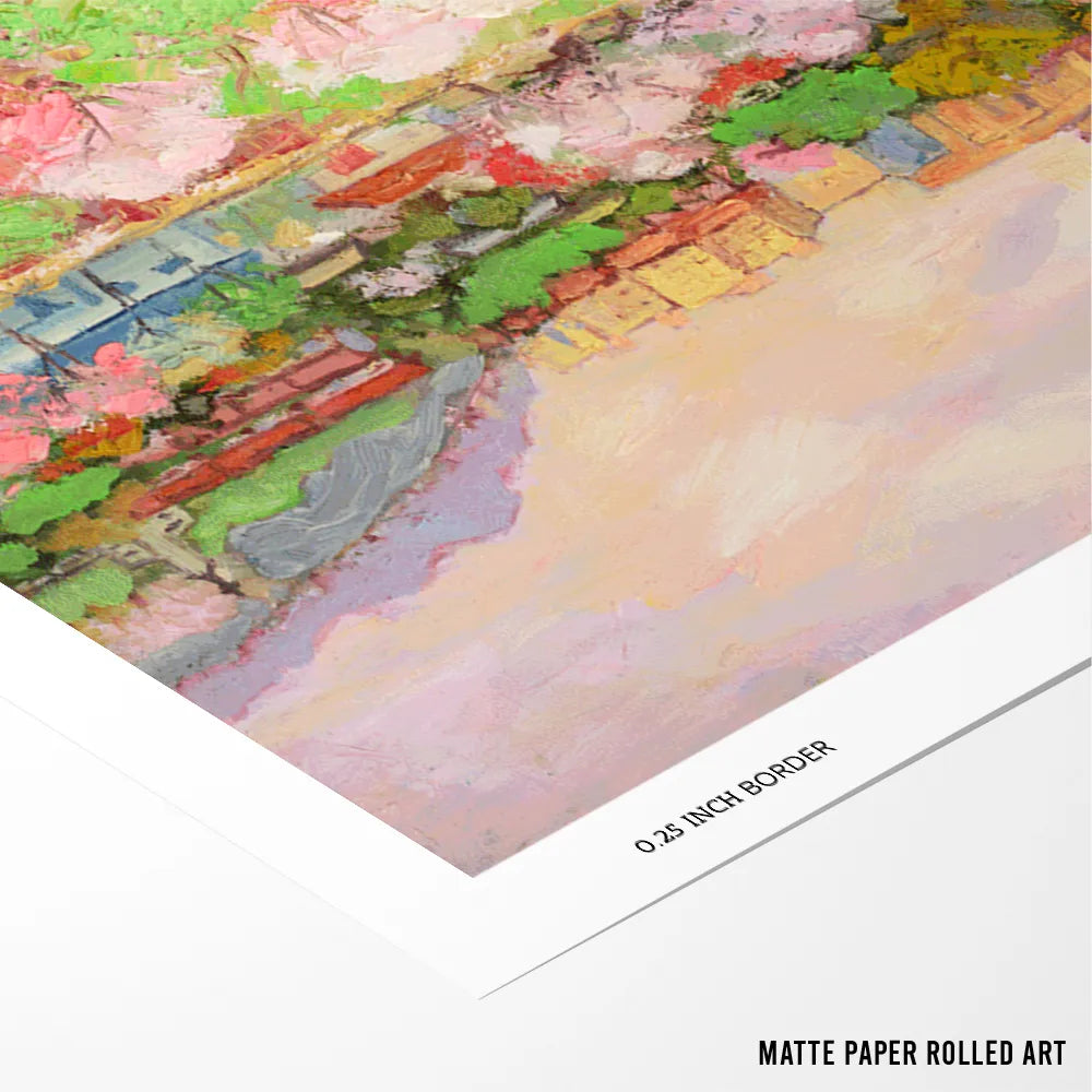 Spring Blossom Cityscape Canvas Landscape Wall Art - XS / Matte Paper / Rolled Art - Nook At You