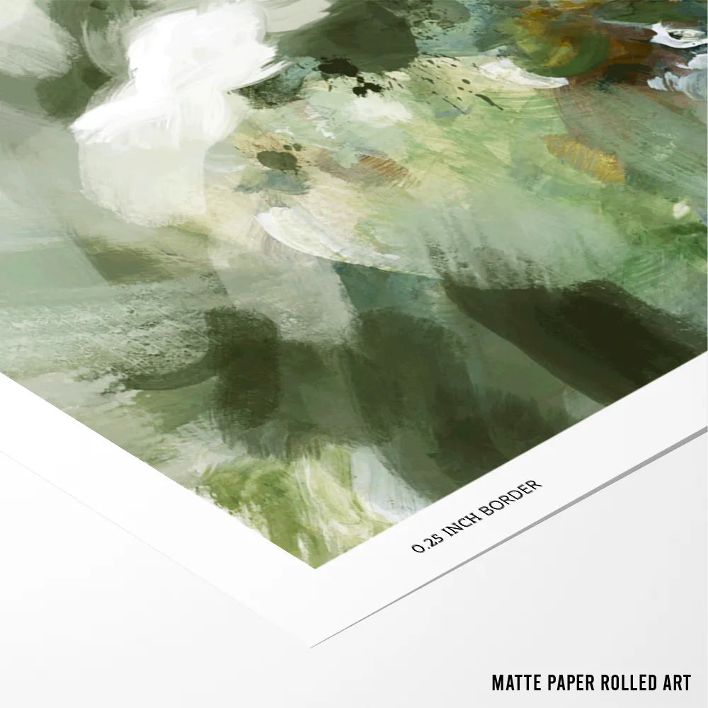 Whispering Greens Abstract Painting For Living Room - XS / Matte Paper / Rolled Art - Nook At You