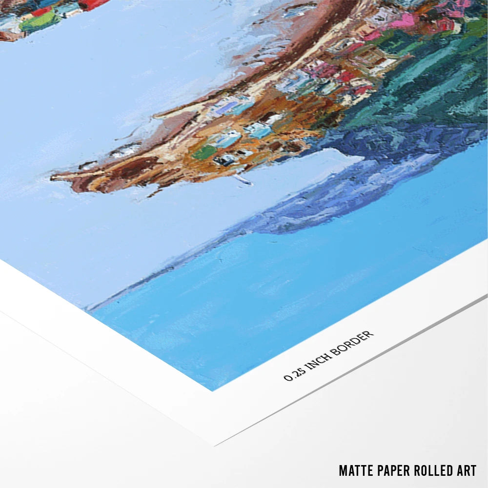 Colorful Coastal Village Landscape Wall Art Print - XS / Matte Paper / Rolled Art - Nook At You
