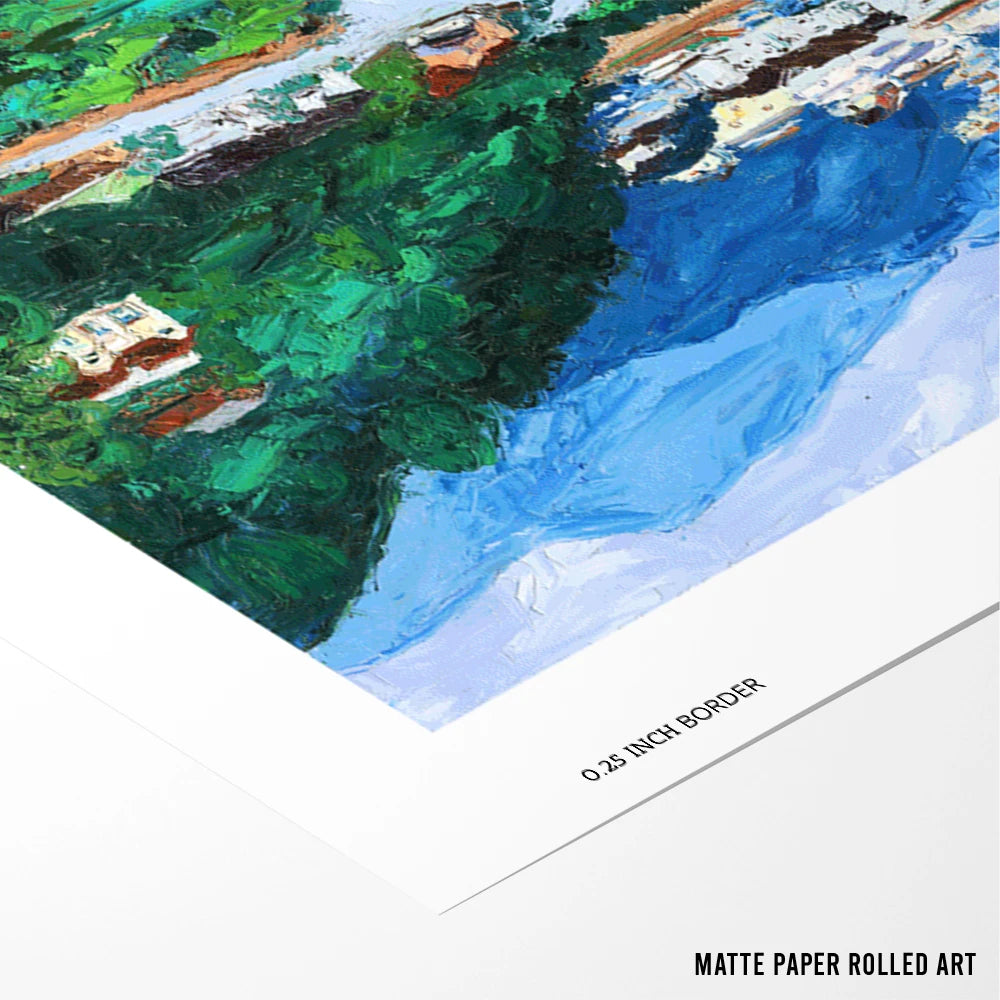 Peaceful Mountain Village Landscape Canvas Painting - XS / Matte Paper / Rolled Art - Nook At You