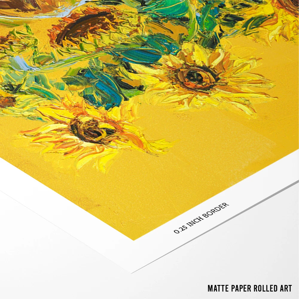 Golden Sunflower Blooms Floral Wall Art Painting - XS / Matte Paper / Rolled Art - Nook At You