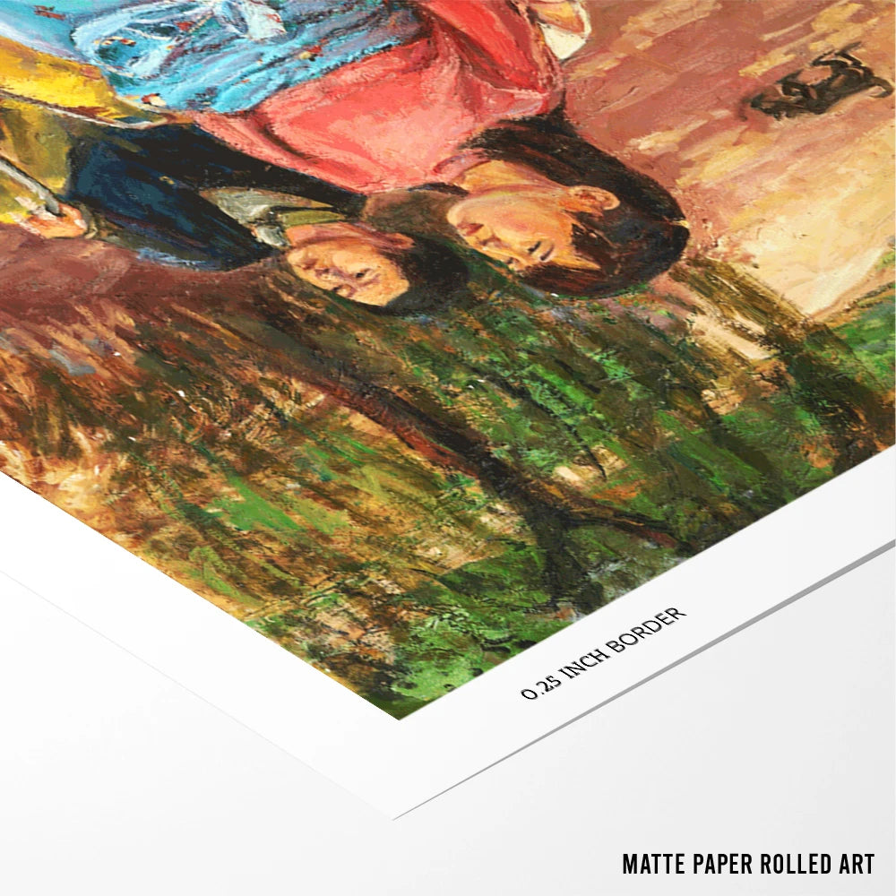 Children on a Village Path Canvas Painting for Living Room - XS / Matte Paper / Rolled Art - Nook At You