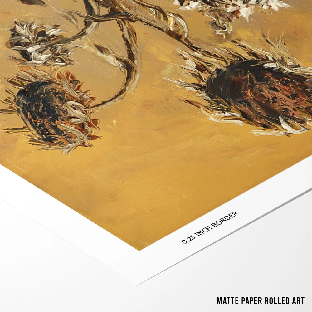 Dried Autumn Sunflowers Floral Painting - XS / Matte Paper / Rolled Art - Nook At You