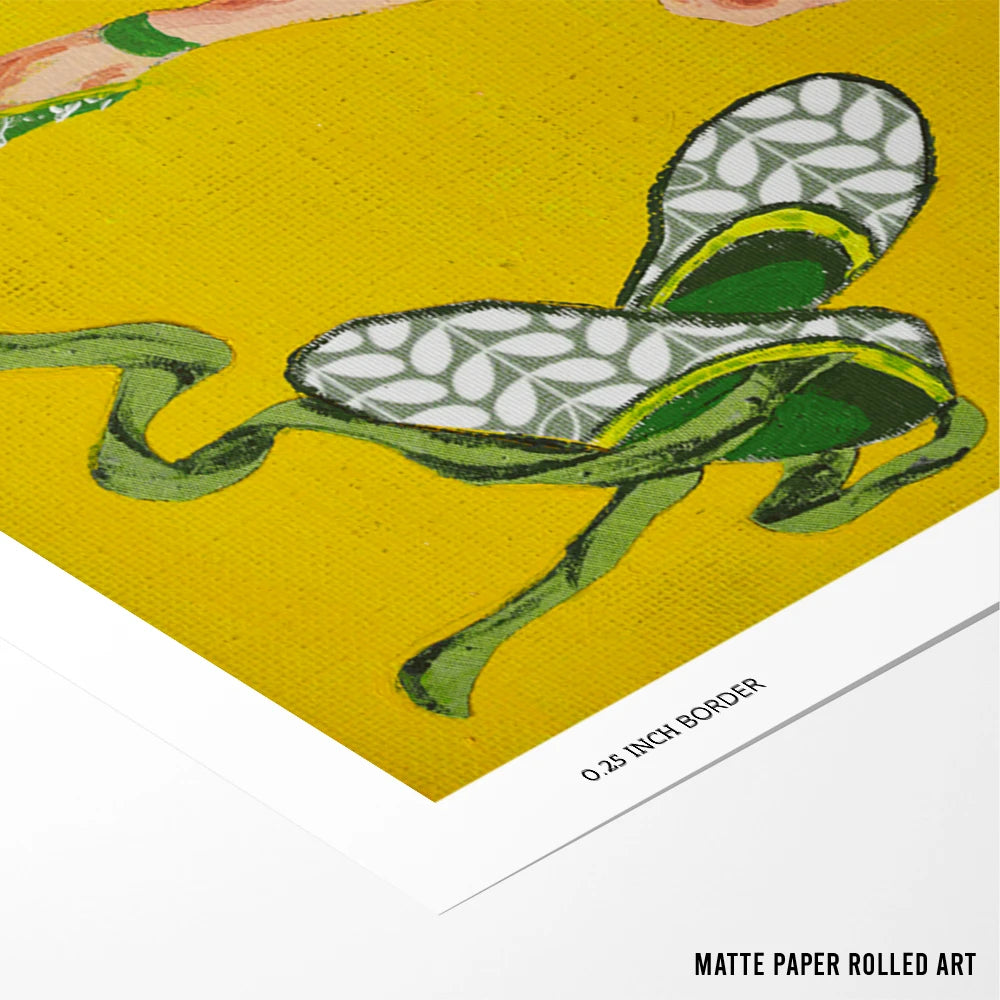 Dancing Ballerina Yellow Women Illustration Wall Art Poster - XS / Matte Paper / Rolled Art - Nook At You