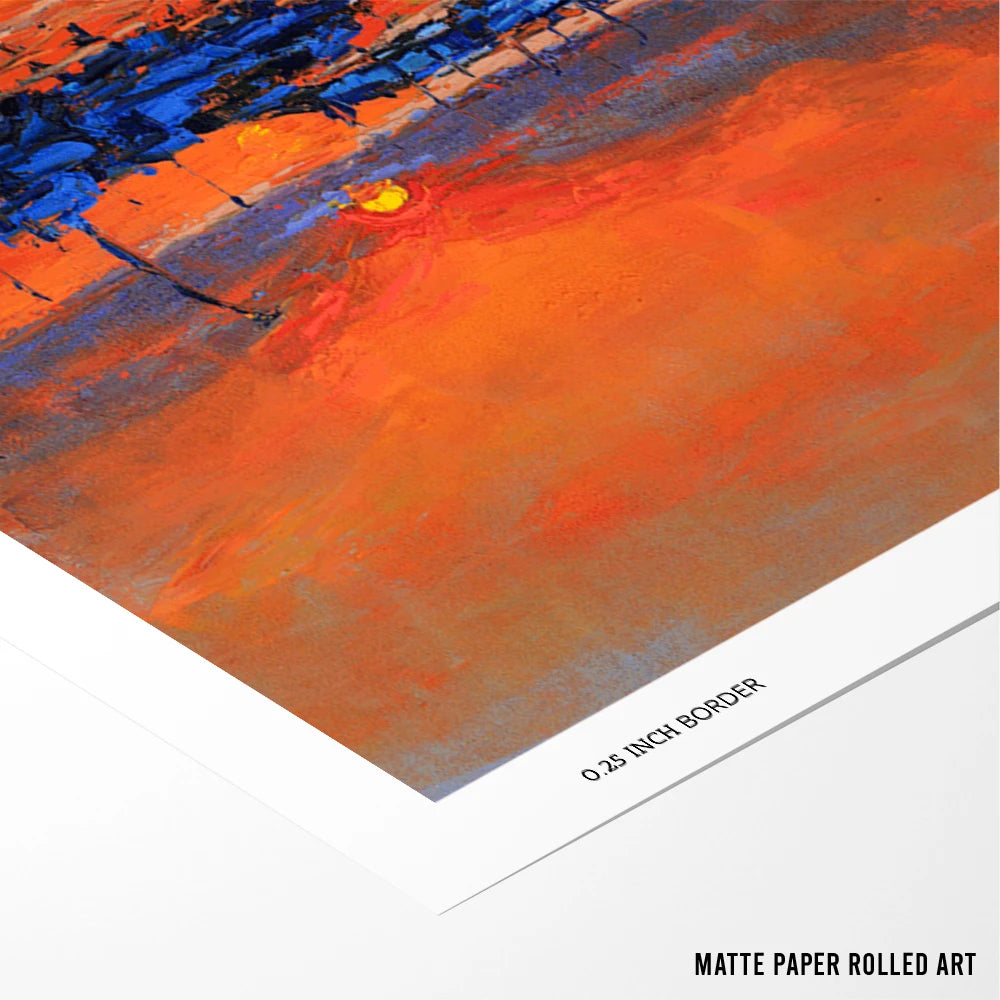 Vibrant Sunset Marina Landscape Wall Art Print - XS / Matte Paper / Rolled Art - Nook At You