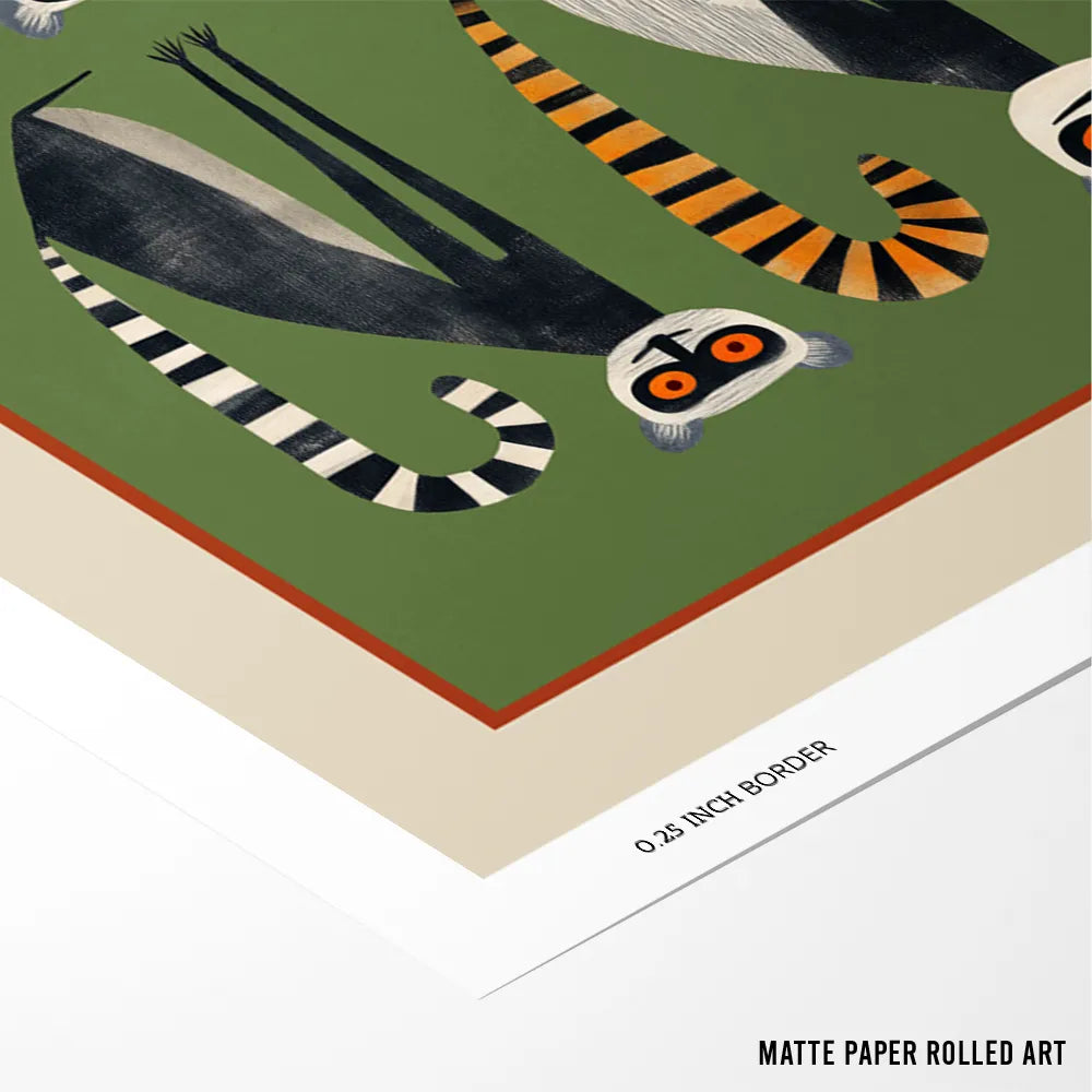 Playful Jungle Lemurs Abstract Wall Art Print - XS / Matte Paper / Rolled Art - Nook At You