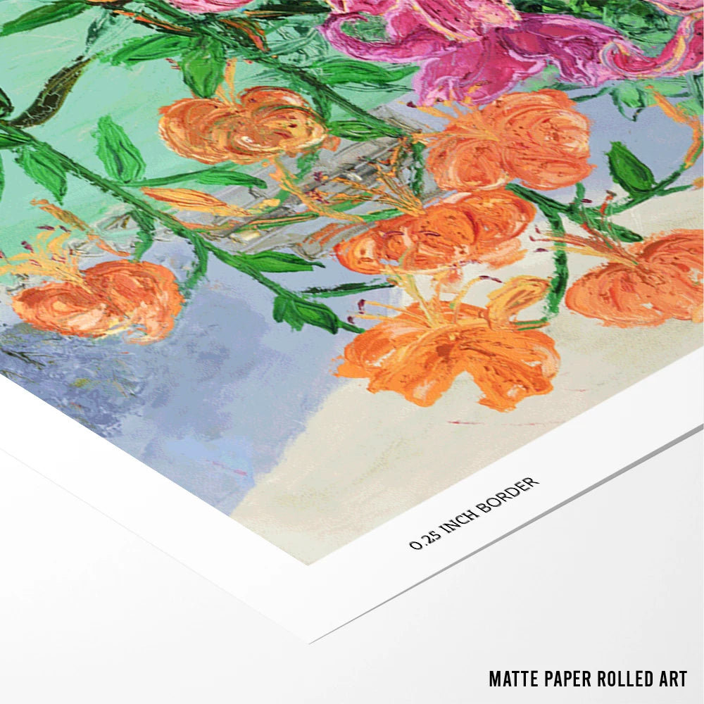 Pink Orange Garden Lilies Botanical Wall Art Poster - XS / Matte Paper / Rolled Art - Nook At You