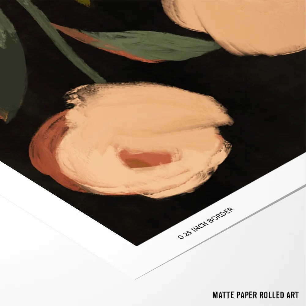 Midnight Blooms Botanical Painting - XS / Matte Paper / Rolled Art - Nook At You