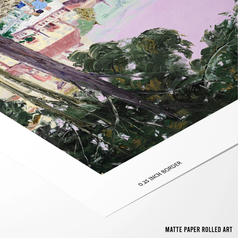 Hillside Town Promenade Landscape Painting For Living Room - XS / Matte Paper / Rolled Art - Nook At You