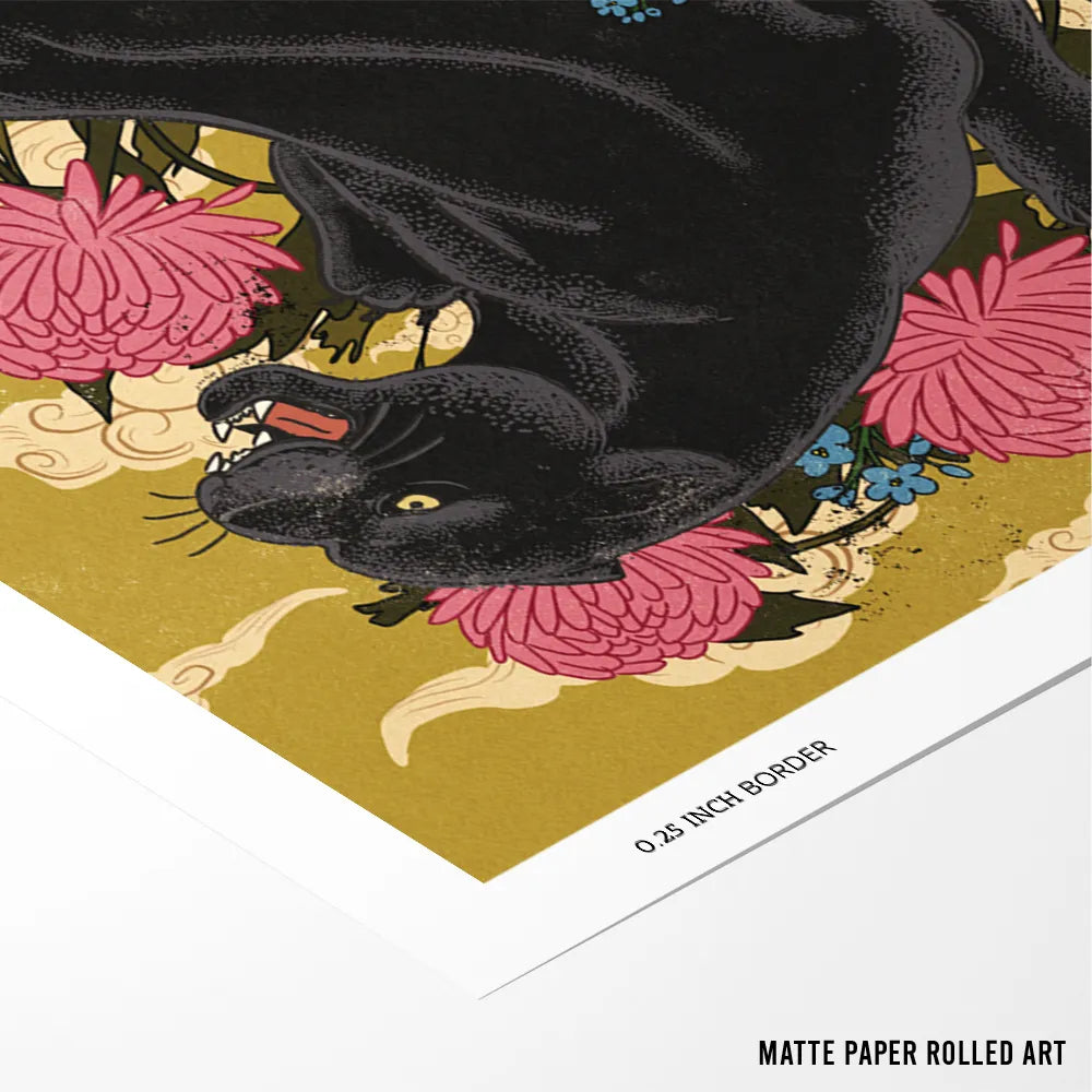 Japanese Black Panther Canvas Wall Art - XS / Matte Paper / Rolled Art - Nook At You