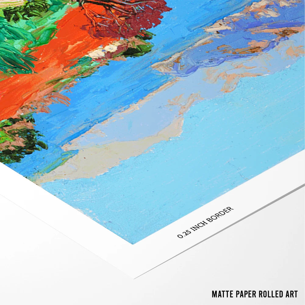 Vibrant Coastal Village Canvas Landscape Painting - XS / Matte Paper / Rolled Art - Nook At You