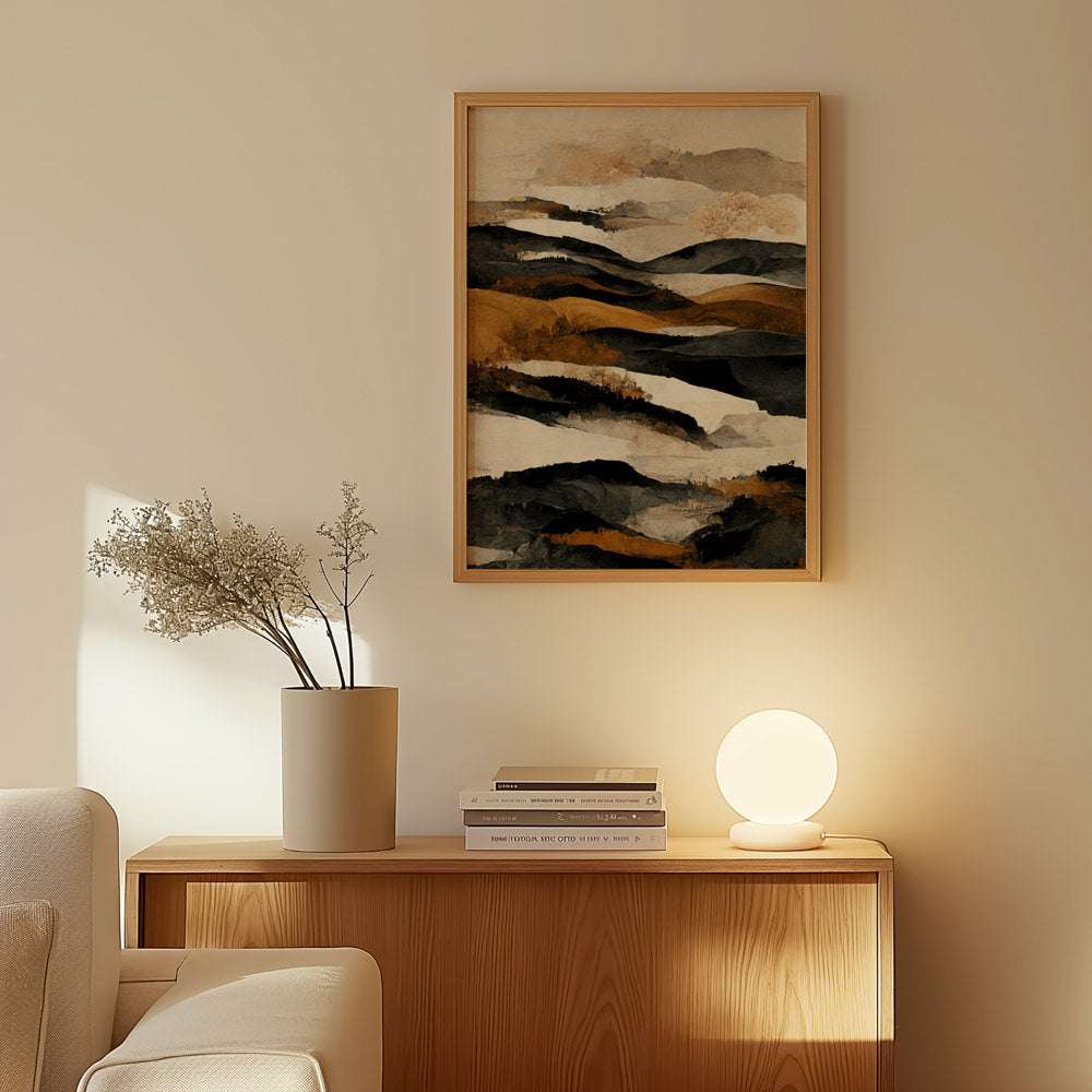 Ochre And Beige Mountains Abstract Painting Landscape Art - 5XL / Canvas / Rolled Art - Nook At You
