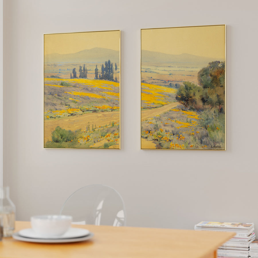 Vintage Landscape Painting Set of 2 Canvas Prints | Split Canvas Art ...