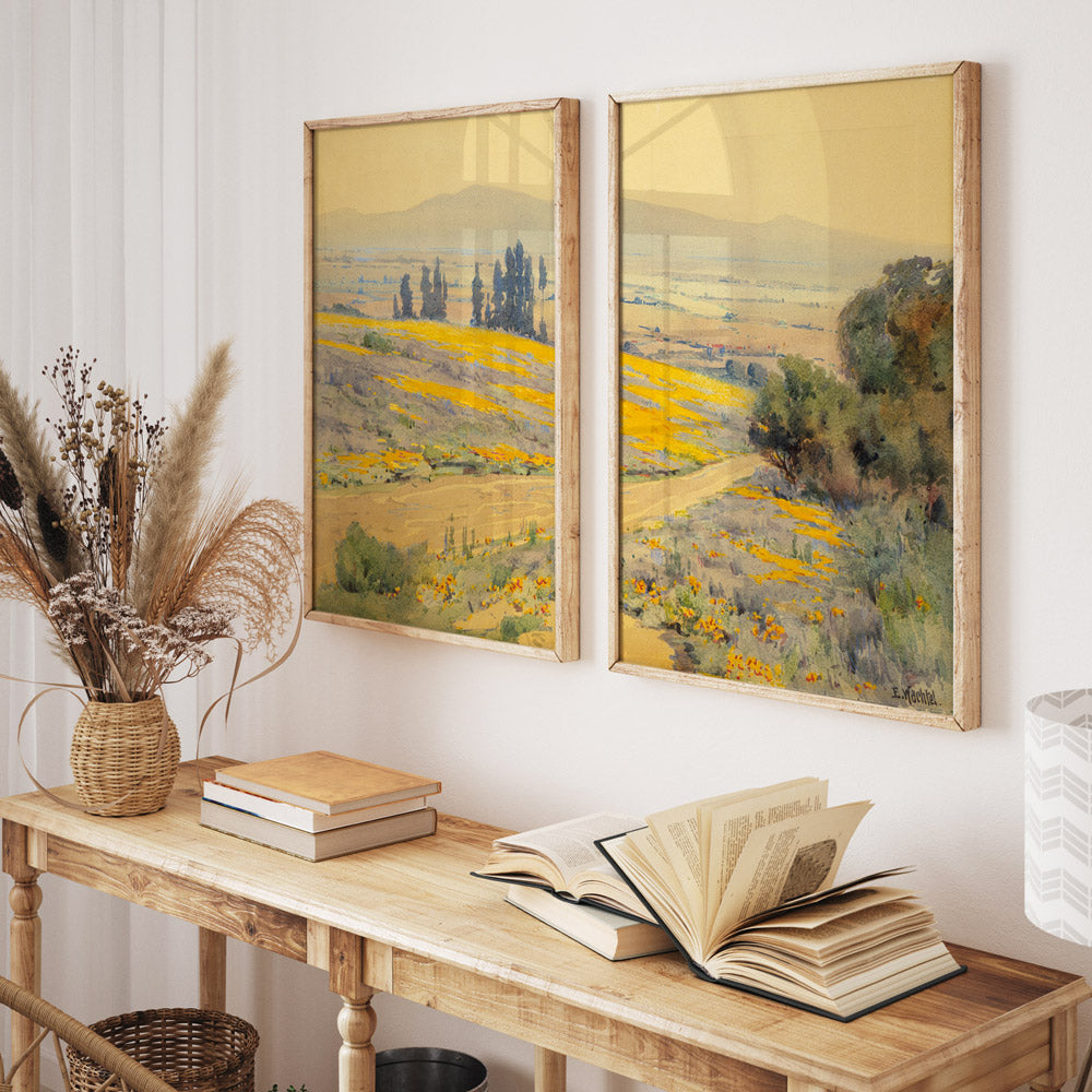 Vintage Landscape Painting Set of 2 Canvas Prints | Split Canvas Art ...