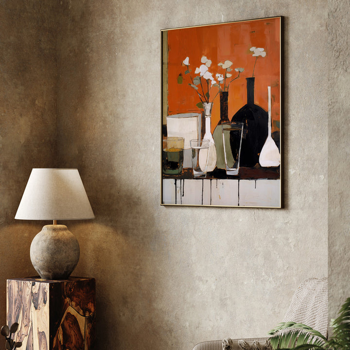 Still Life With Glasses and Bottles Abstract Painting-Rolled Art-Nook At You