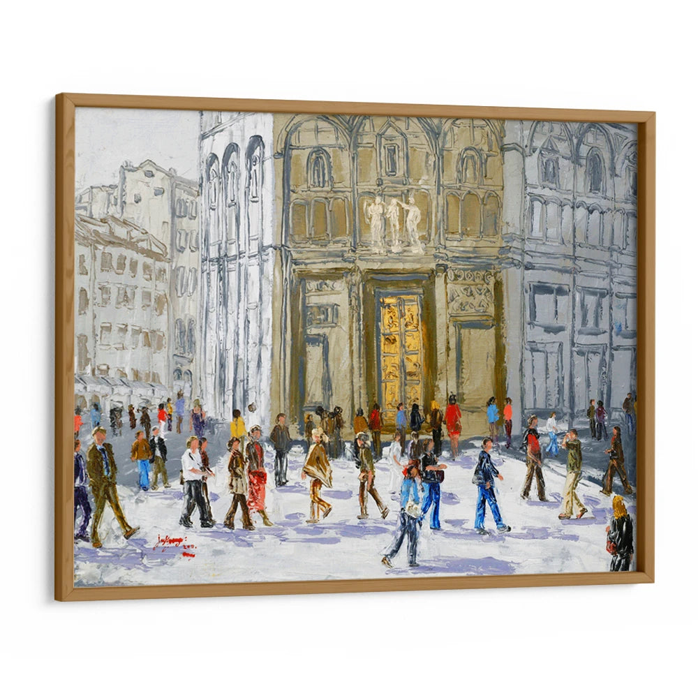 Bustling European City Square Canvas Landscape Poster - XS / Matte Paper / Rolled Art - Nook At You