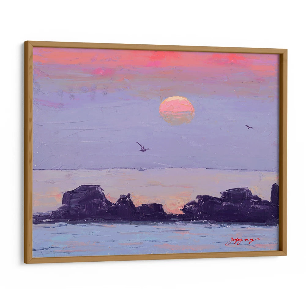 Purple Ocean Sunset Landscape Wall Art Poster for Living Room - XS / Matte Paper / Rolled Art - Nook At You