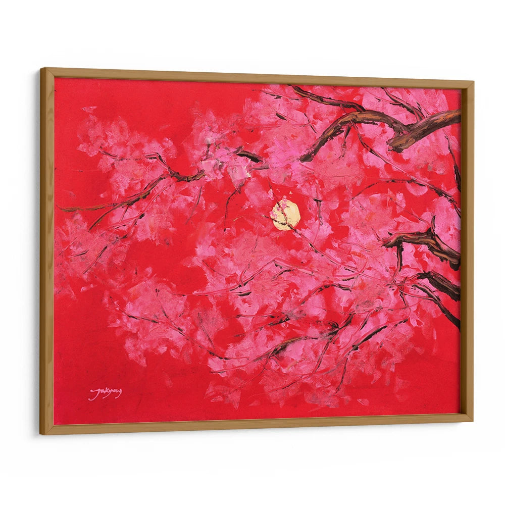 Red Moon Cherry Blossoms Vibrant Landscape Wall Art - XS / Matte Paper / Rolled Art - Nook At You