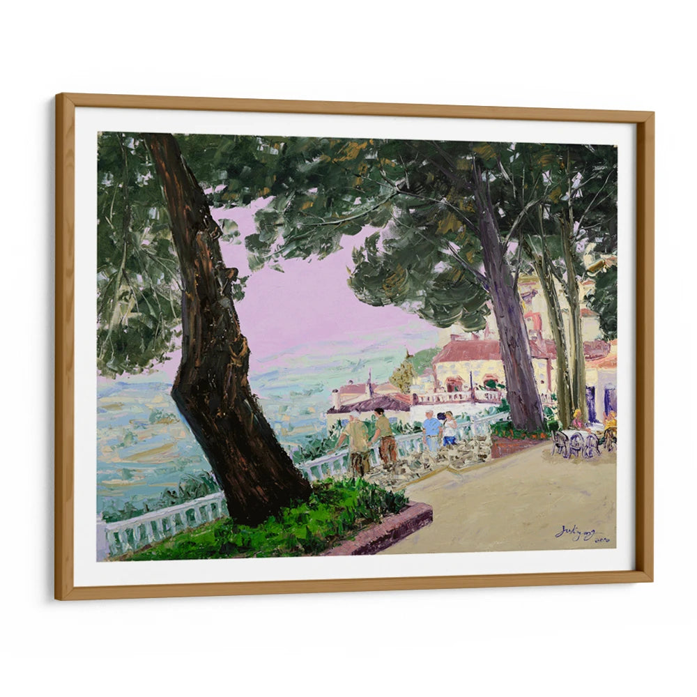 Hillside Town Promenade Landscape Painting For Living Room - XS / Matte Paper / Rolled Art - Nook At You