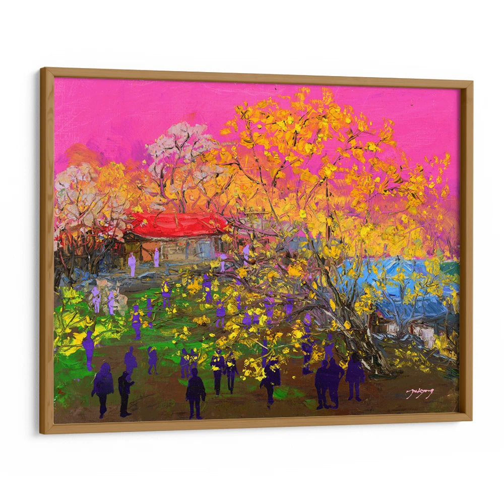 Vibrant Village Scene Landscape Wall Art For Workspace - XS / Matte Paper / Rolled Art - Nook At You
