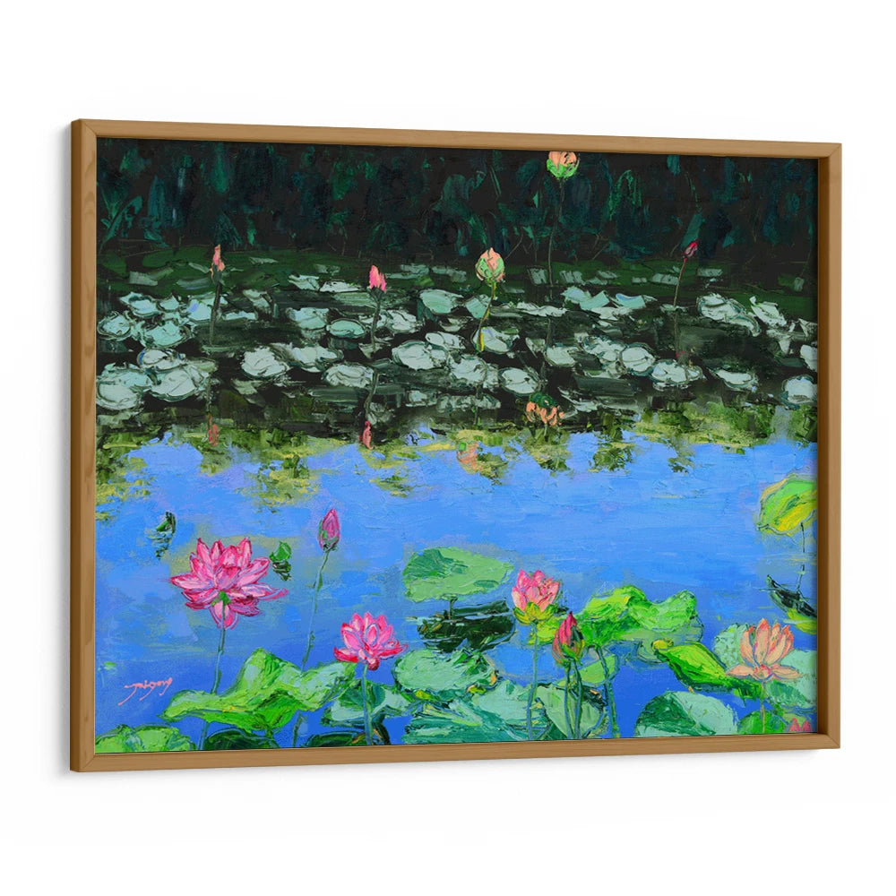 Pink Lotus Reflections Vibrant Botanical Wall Art Print - XS / Matte Paper / Rolled Art - Nook At You