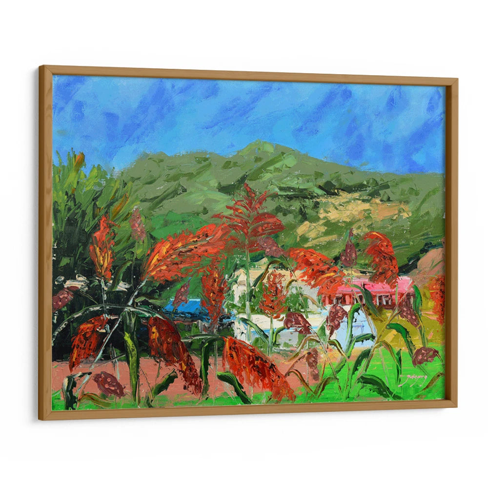 Vibrant Sorghum Field Landscape Nature Painting - XS / Matte Paper / Rolled Art - Nook At You