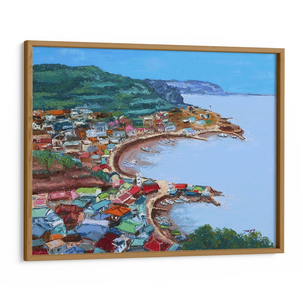 Colorful Coastal Village Landscape Wall Art Print - XS / Matte Paper / Rolled Art - Nook At You
