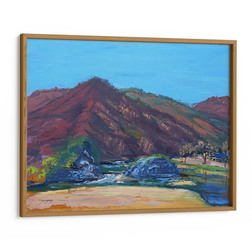 Serene Mountain Beach Landscape Painting - XS / Matte Paper / Rolled Art - Nook At You