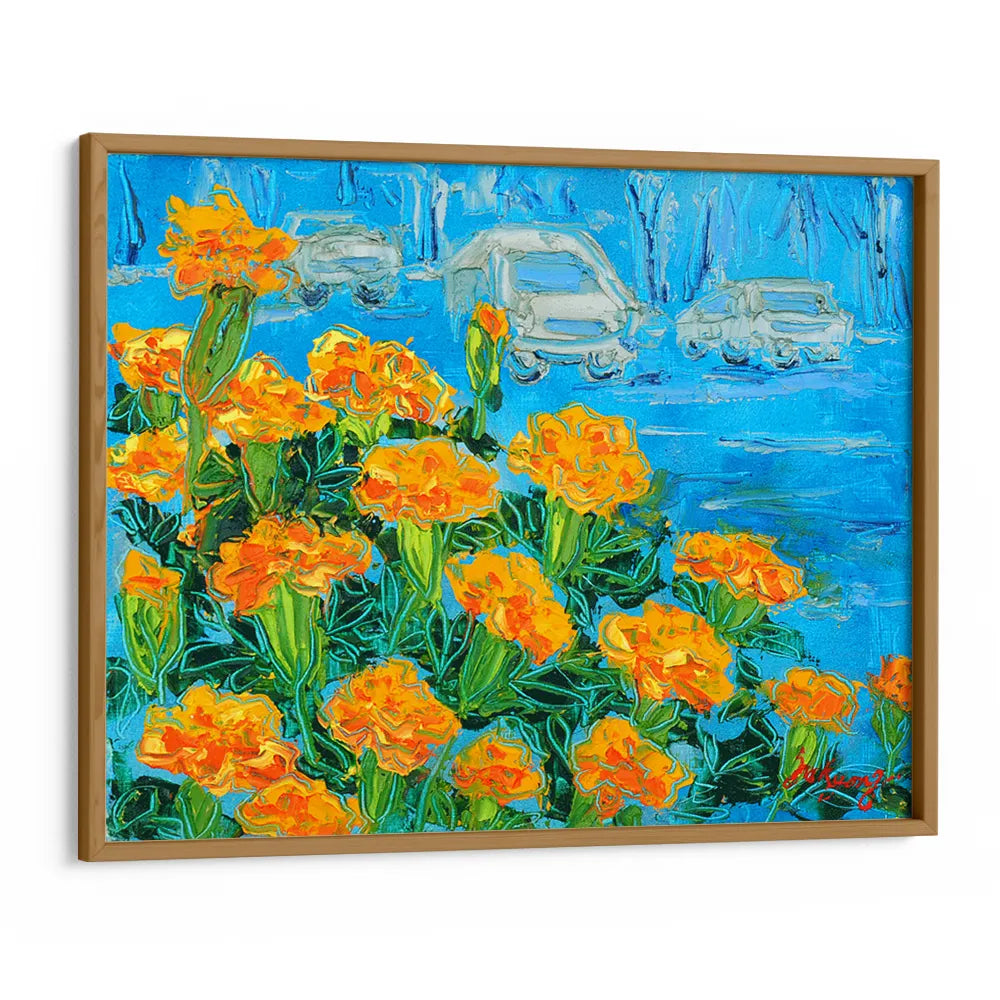 Marigolds and City Street Floral Wall Art - XS / Matte Paper / Rolled Art - Nook At You