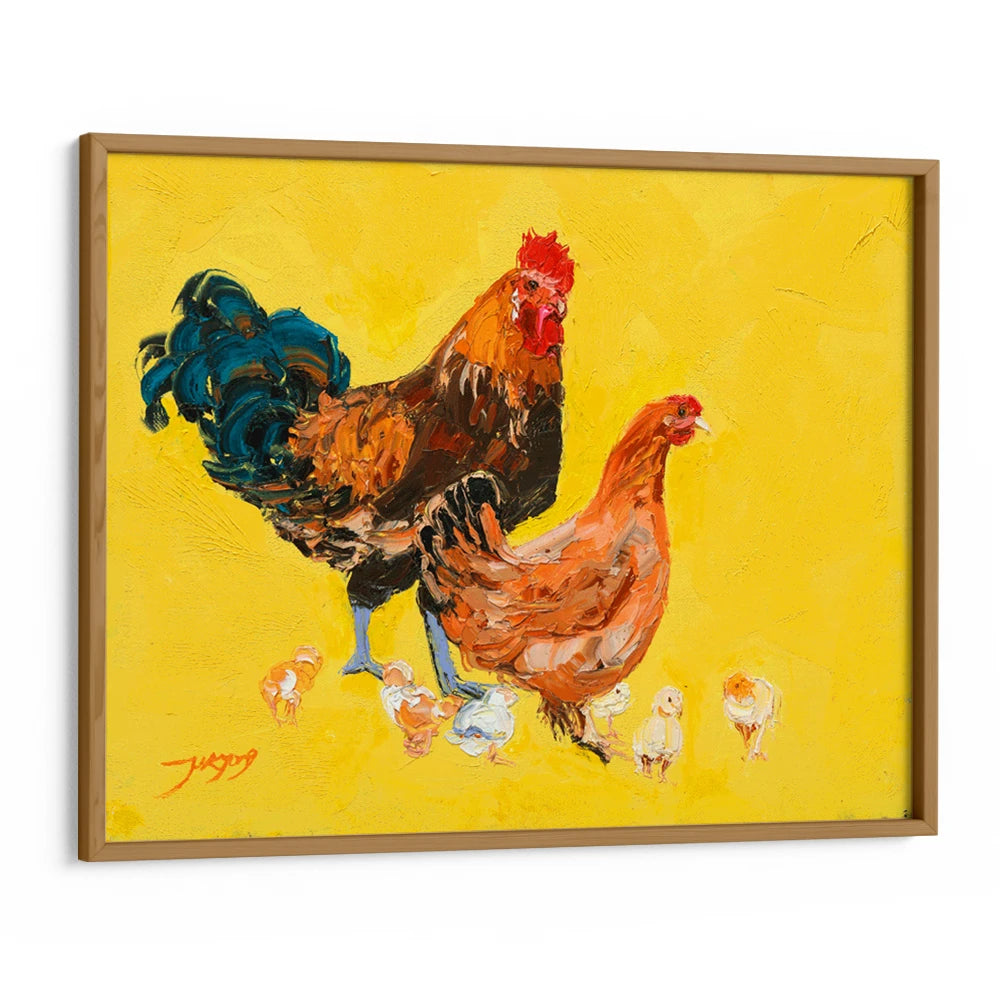 Vibrant Chicken Family Canvas Wall Art For Living Room - XS / Matte Paper / Rolled Art - Nook At You