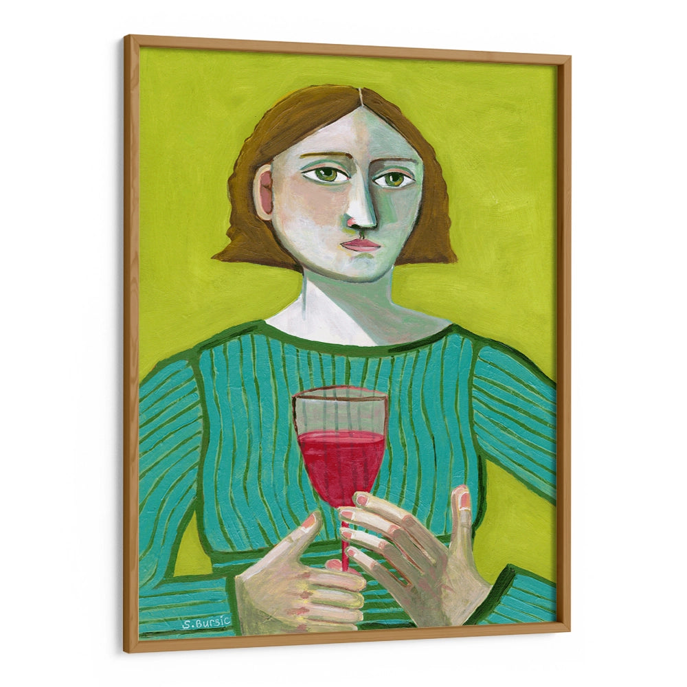 Lady with Red Wine Women Illustration Painting - XS / Matte Paper / Rolled Art - Nook At You