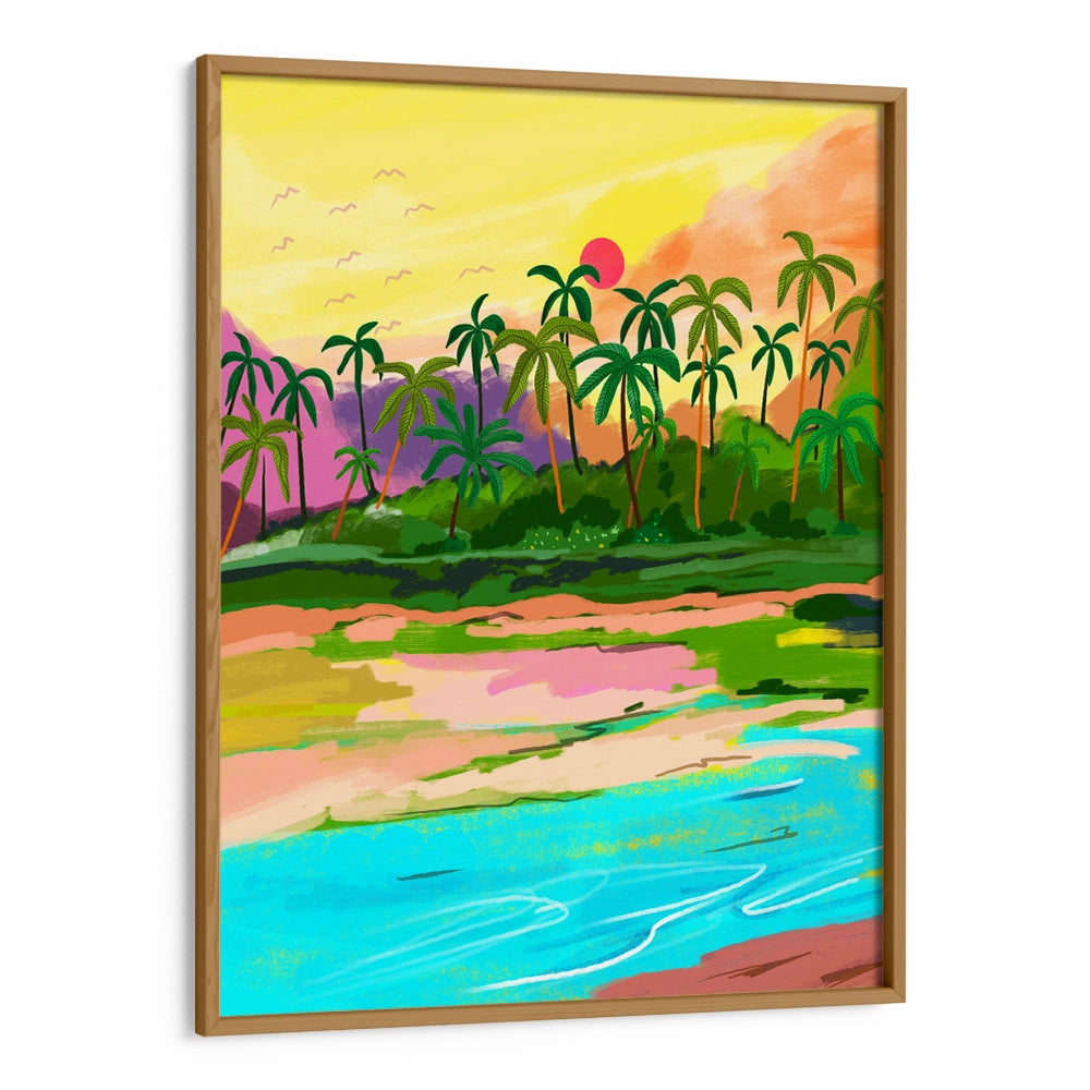 Tropical Backwaters of Kerala Landscape Canvas Paintings - XS / Matte Paper / Rolled Art - Nook At You