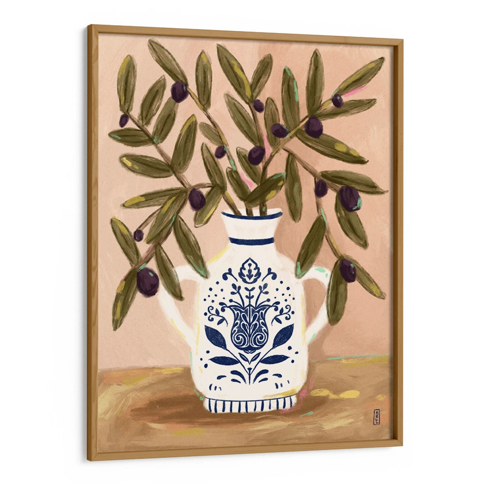 Olive Branches In a Pot Botanical Painting - XS / Matte Paper / Rolled Art - Nook At You