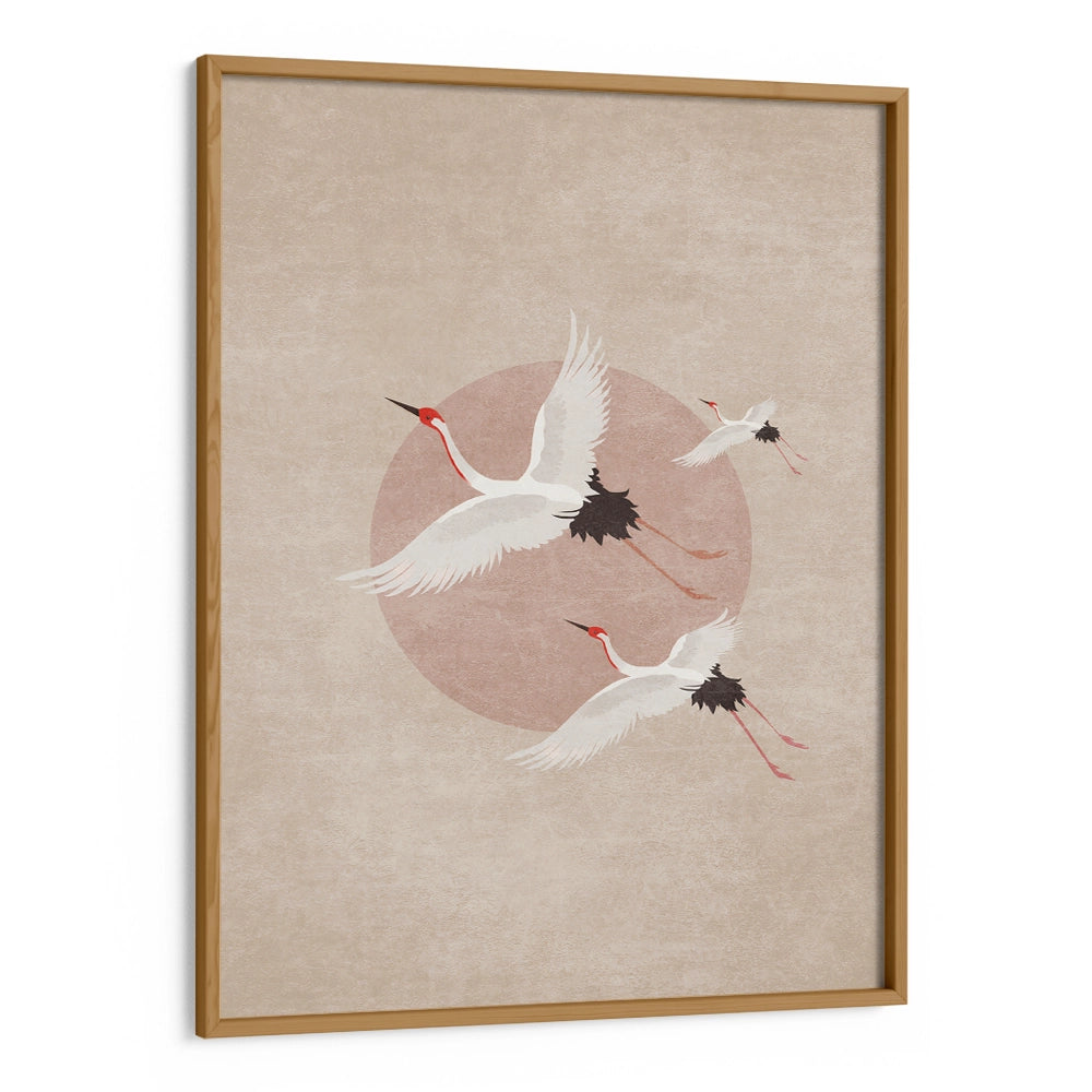 Cranes in Flight - Beige Abstract Wall Art - XS / Matte Paper / Rolled Art - Nook At You