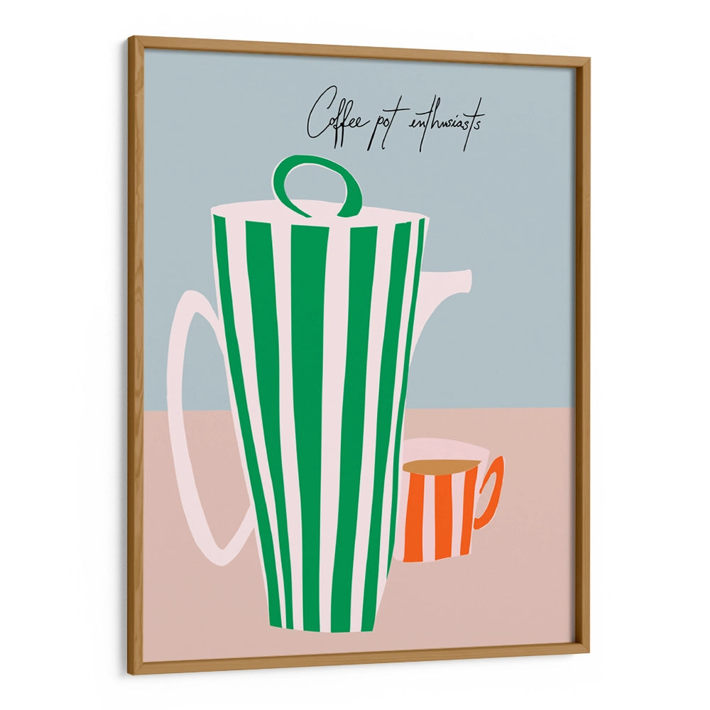Striped Coffee Pot And Cup Canvas Wall Art For Dining Room - XS / Matte Paper / Rolled Art - Nook At You