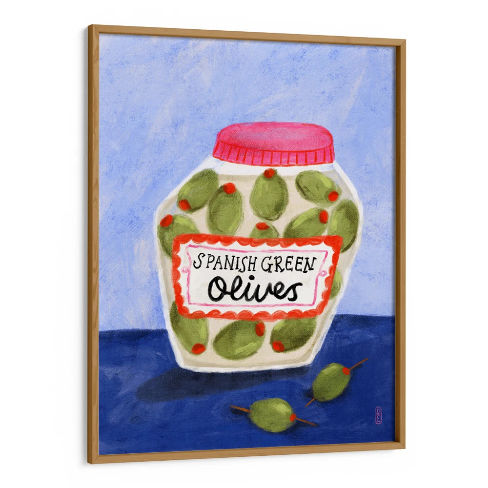 Spanish Green Olives Jar Gourmet Painting - XS / Matte Paper / Rolled Art - Nook At You
