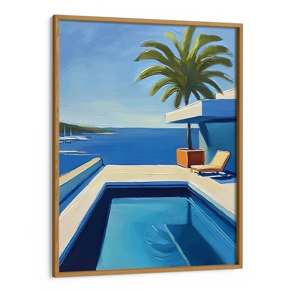 Blue Swimming Pool Landscape Painting - XS / Matte Paper / Rolled Art - Nook At You