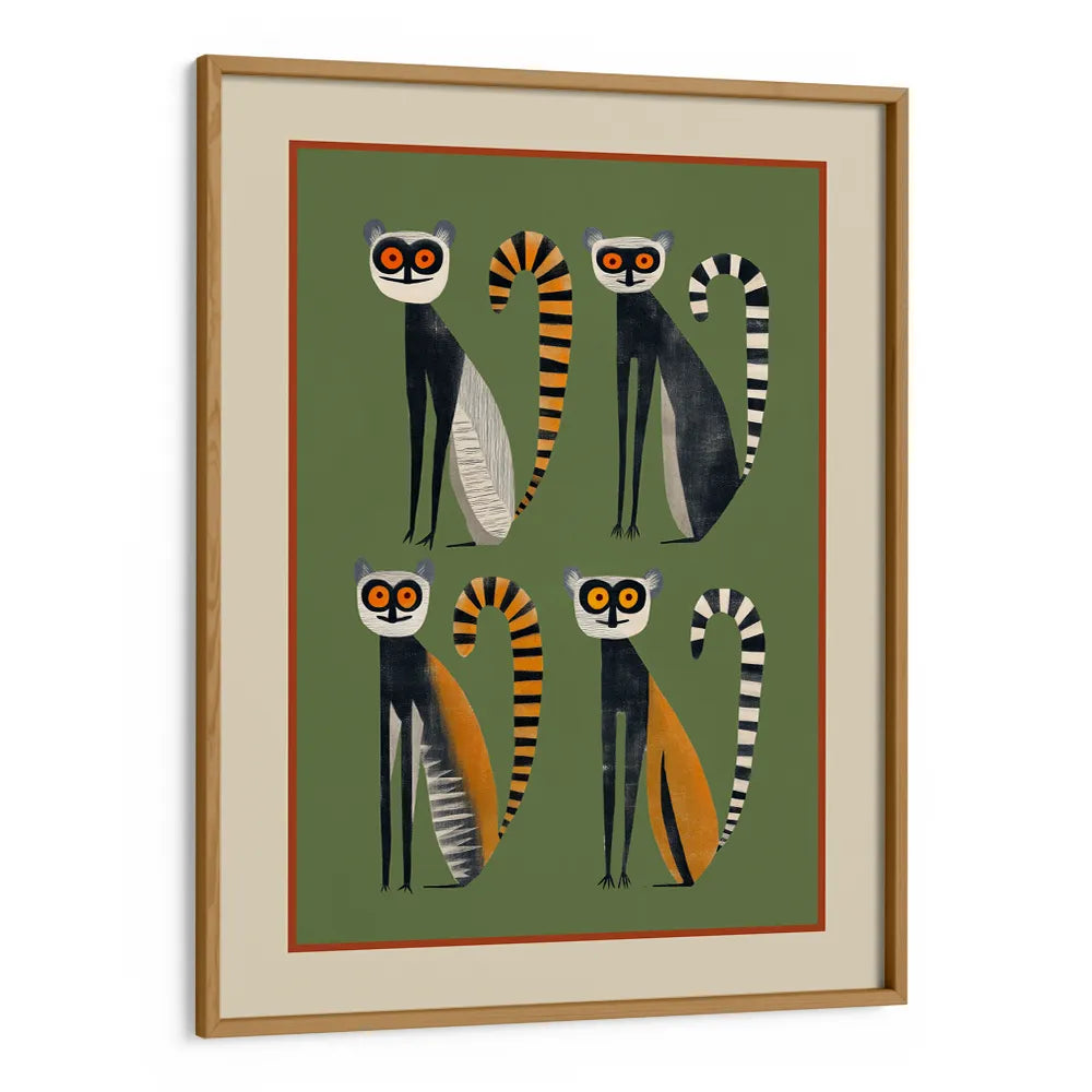 Playful Jungle Lemurs Abstract Wall Art Print - XS / Matte Paper / Rolled Art - Nook At You