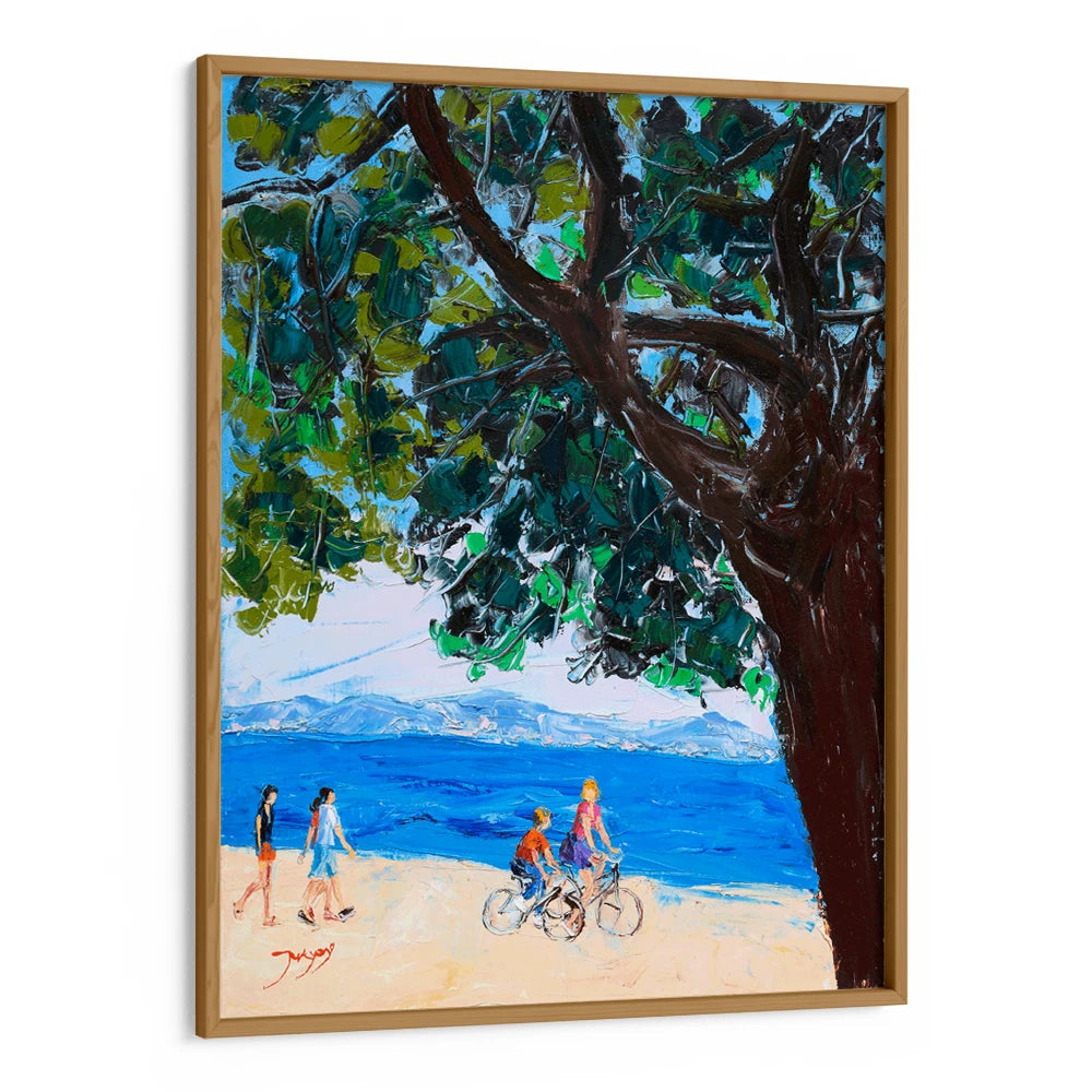 Coastal Walk and Cycles Landscape Painting - XS / Matte Paper / Rolled Art - Nook At You