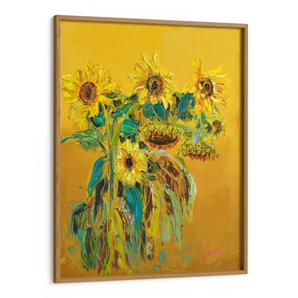 Golden Sunflower Blooms Floral Wall Art Painting - XS / Matte Paper / Rolled Art - Nook At You