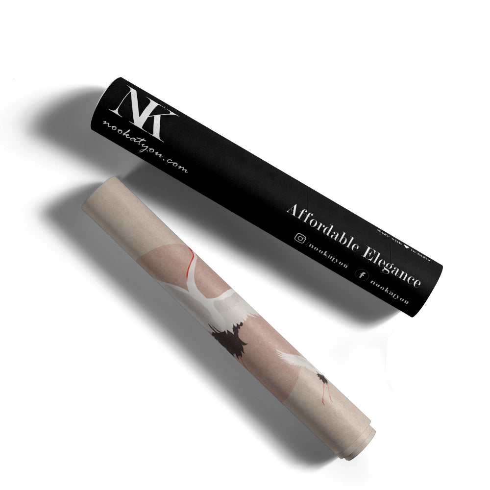 Cranes in Flight - Beige Abstract Wall Art - XS / Matte Paper / Rolled Art - Nook At You