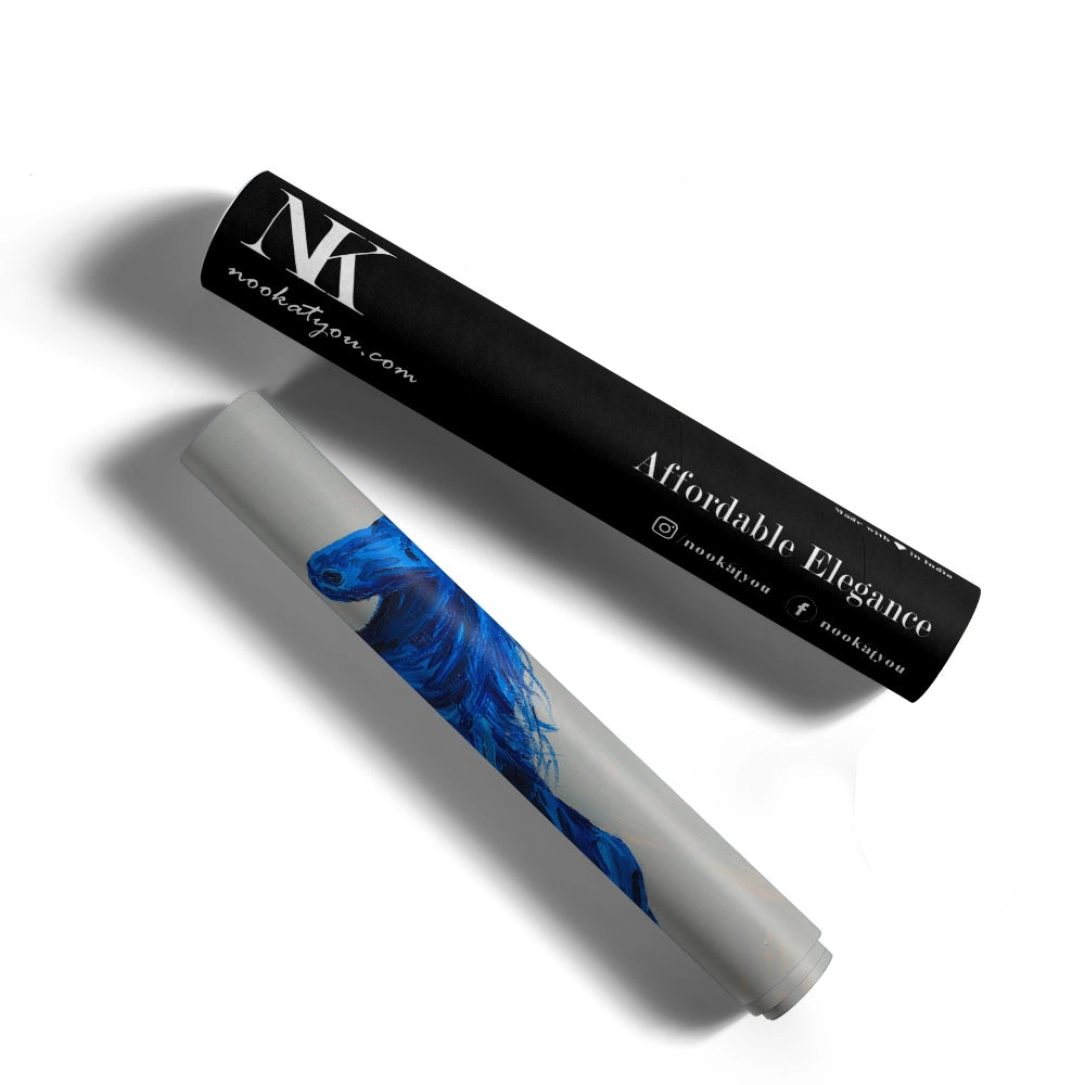 Dynamic Blue Gallop - Horse Painting - XS / Matte Paper / Rolled Art - Nook At You