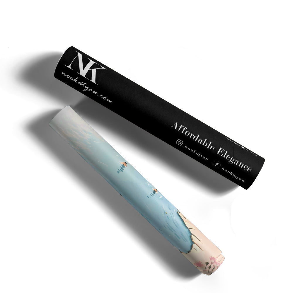 Riverscape With People Swimming Wall Art Posters - XS / Matte Paper / Rolled Art - Nook At You