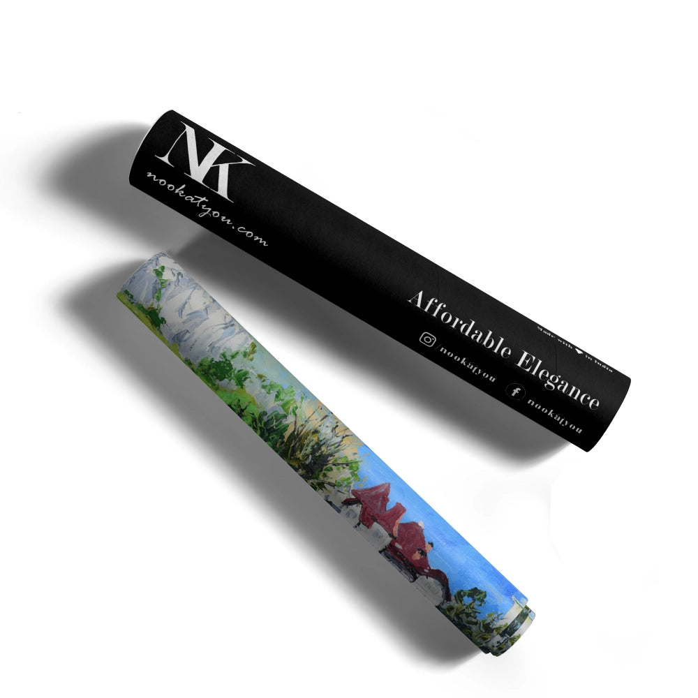 Alpine Lake Castle View Landscape Painting For Living Room - XS / Matte Paper / Rolled Art - Nook At You