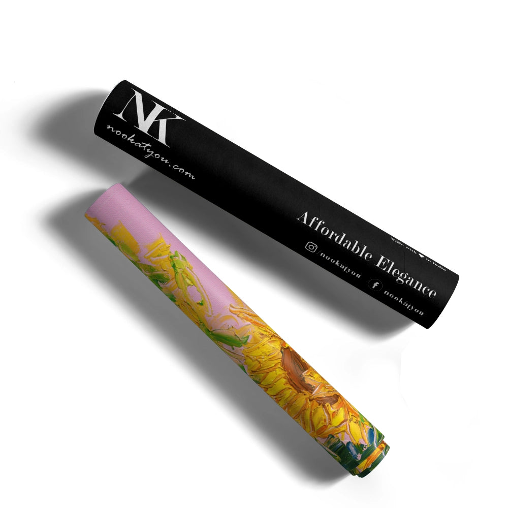 Vibrant Sunflowers Pink Sky Botanical Painting - XS / Matte Paper / Rolled Art - Nook At You
