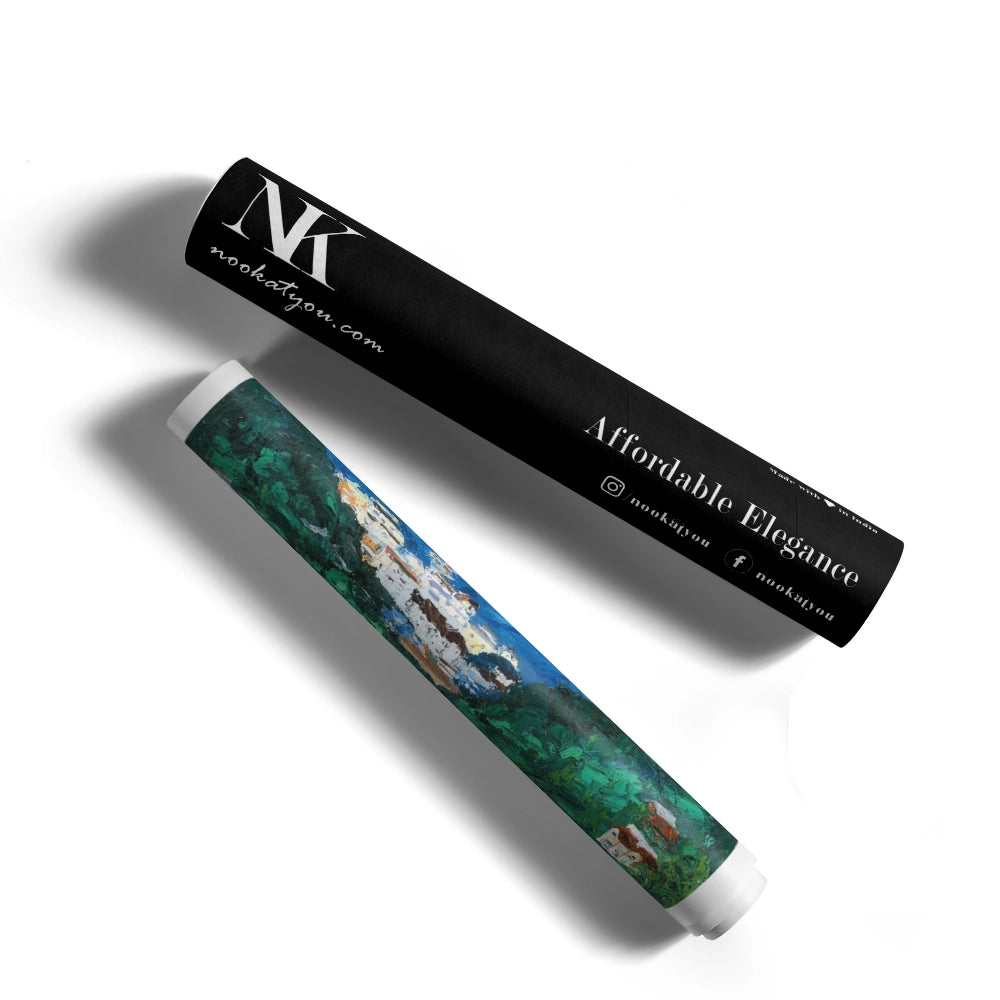 Peaceful Mountain Village Landscape Canvas Painting - XS / Matte Paper / Rolled Art - Nook At You